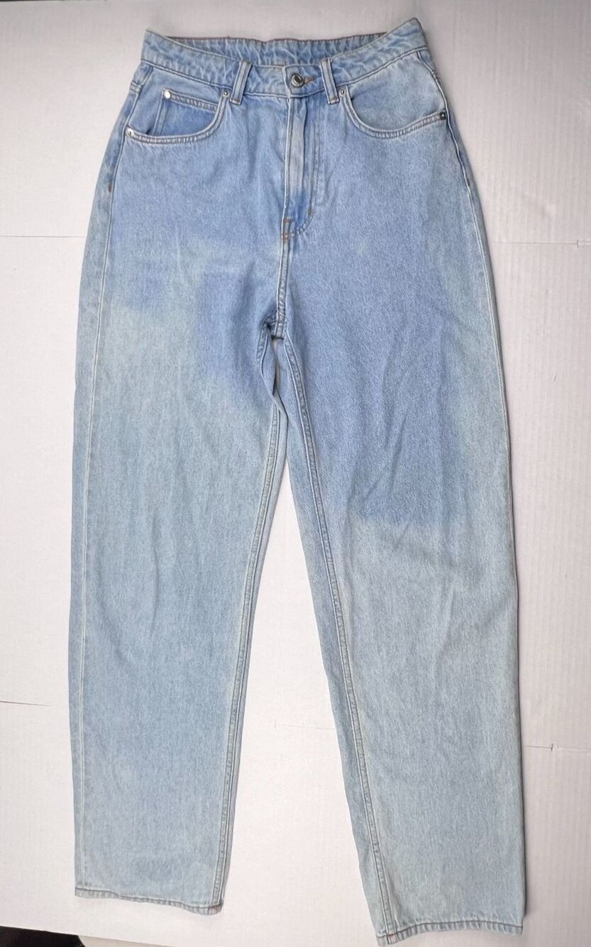 &Denim H&M 90s Baggy Jeans Women 4 Ultra High Waist Light Wash Straight Leg Mom